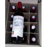 A case of twelve 75 cl bottles of "Chateau Cotes Bernateau St-Émilion Grand Cru 1982" red wine