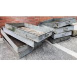 8 large galvanized steel butcher's trays 78 x 47cm