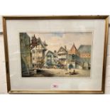 C.J.KEATS, watercolour, Flemish street scene, signed, 48 x 30cm, gilt framed