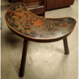 An late 19th / early 20th century kidney shaped inlaid stool