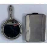 An Art Deco silver compact, Birmingham 1925; an enamelled purse mirror