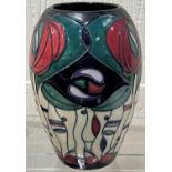 A modern Moorcroft ovoid vase decorated with 'Mackintosh Rose Pattern', Art Nouveau stylised