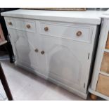 A Victorian style side cabinet with 2 drawers and double cupboard in celadon finish
