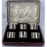 6 cased monogrammed hallmarked silver napkin rings , Sheffield 1915 5.6oz