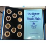 John Pinches Collection of - History of Manned Flight Collectors Edition with bronze medallions,
