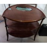 A 19th century mahogany 3 height corner whatnot/washstand with inset copper bowl