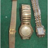 Two Sekonda pocket watches:  a chrome hunter and a gilt open face; a Sekonda wristwatch, all made in