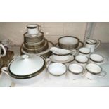 A 43 piece Paragon/Royal Albert Elgin part tea and dinner service in green and gilt, six setting,