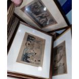 A selection of 19th century and other etchings/prints, hunting; etc.