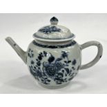 A Chinese 18th century blue and white teapot, length 18.5cm (a chip to the spout)