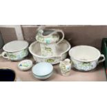 An Art Nouveau pottery toilet set, 6 pieces