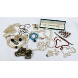A selection of necklaces and costume jewellery.