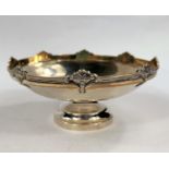 A hallmarked silver pedestal dish by Walker and Hall, Sheffield 1949, 3.1oz