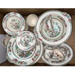 A large selection of "Indian Tree" dinnerware by Johnson Bros.