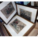 A selection of 19th century and other etchings/prints, hunting; etc.