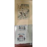 Two Chinese water colours on silks and 2 others