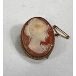 A 9 carat gold framed shell cameo brooch