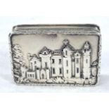 A 'castle top' vinaigrette by Nathaniel Mills depicting Abbotsford House, with hinged lid and