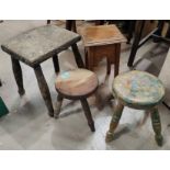 A selection of various wooden stools