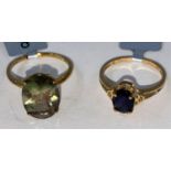 A 9 carat hallmarked gold lady's dress ring set with oval Bengal Lolite stone 7.5 x 5.5mm, 0.97