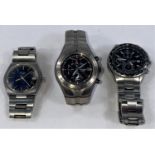 Two Seiko chronograph 100M watches;  gents Rotary watch