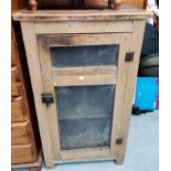 An early 20th century pine and mesh meat safe