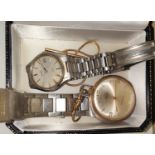 A Seiko Quartz wristwatch, A Bulova pocket watch etc