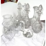 A selection of decanters and glassware