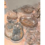 A selection of decorative and press moulded glassware