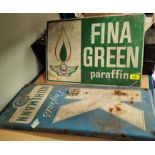 A Fina Green Paraffin sign and a Kuhlmann vintage sign (a.f no thermometer)