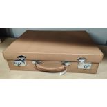 A 1930's leather suitcase by the Goldsmiths & Silversmiths Co. London, beige morocco finish, 48 x 35