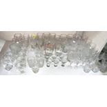 A large selection of cut and other drinking glasses