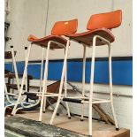 Two vintage industrial high back stool chairs