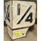 A L.M.S 1/4 mile cast iron sign post