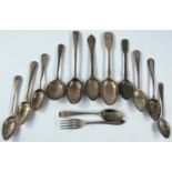 A selection of hallmarked silver spoons, 8 oz (some a.f.)