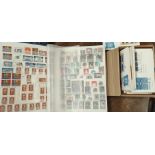 A collection of United Nation stamps in album and postcards
