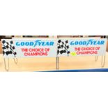 Two Goodyear 'The Choice of Champions' tyre, double sided advertising stands.