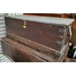 A 19th century stained pine blanket box (top a.f.)