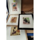 After Sam toft: 4 humorous prints, framed and glazed.