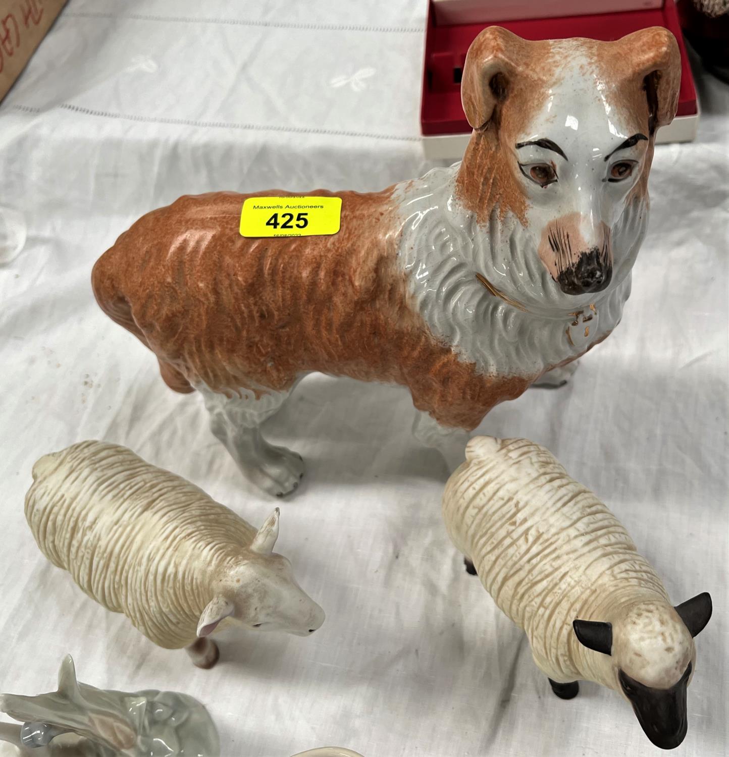 A Staffordshire light brown sheepdog, similar china etc - Image 2 of 2