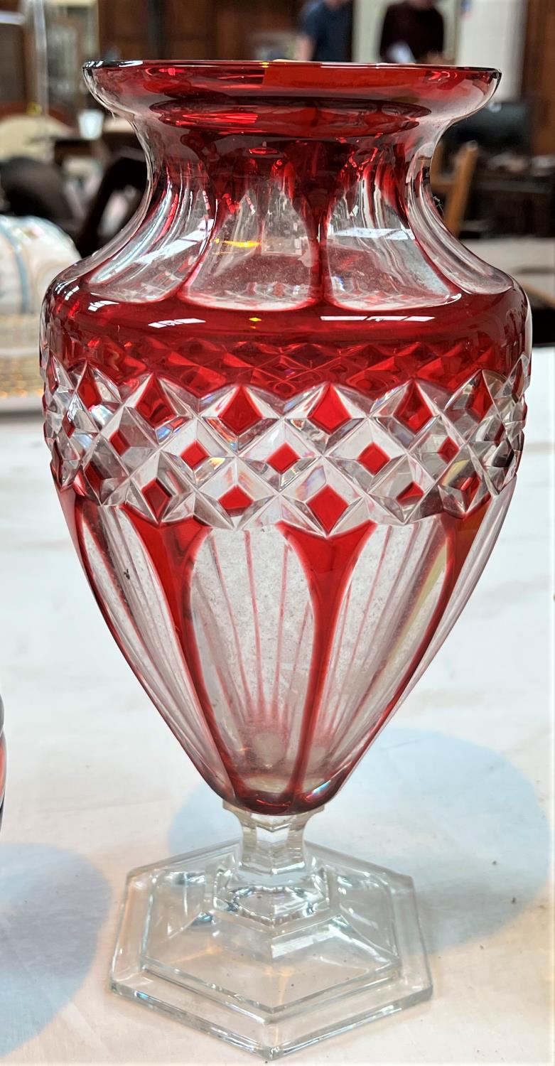 A ruby overlaid glass vase; a Mdina vase; a vaseline glass jug; a Coalport Indian Tree vase - Image 2 of 3