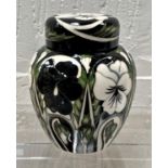 150A modern Moorcroft covered ginger jar 'Harlequinade' pattern, decorated with black and white