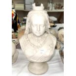 A Victorian parian bust:  Queen Victoria Golden Jubilee, impressed Tanner & Wood, Stoke, height 31cm