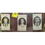 Three Taddy & Co. "Grapnel" mixture cigarette cards, featuring prominent footballers: J. Millar,