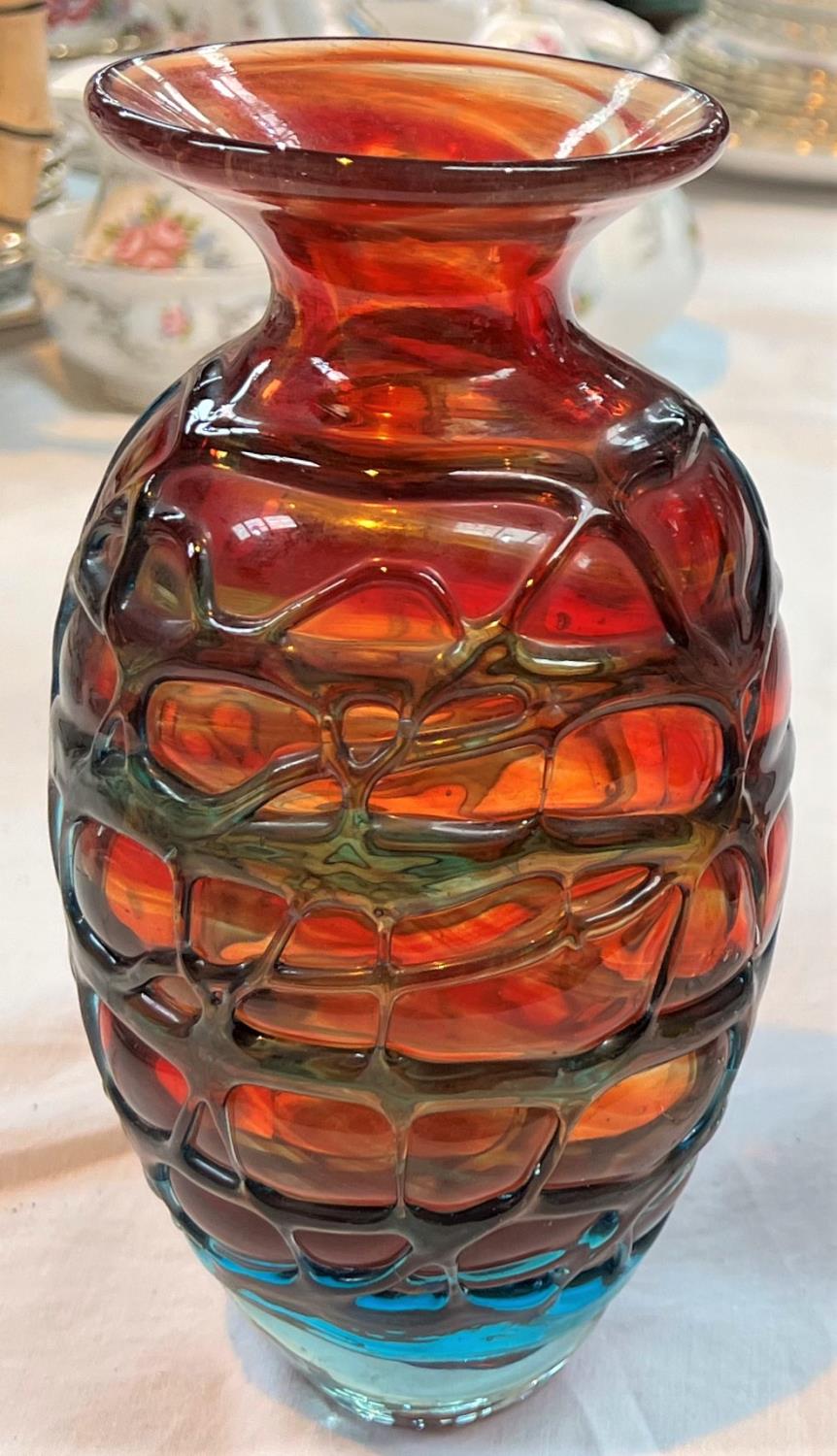 A ruby overlaid glass vase; a Mdina vase; a vaseline glass jug; a Coalport Indian Tree vase - Image 3 of 3