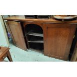 An oak 2 door side cabinet with central open shelves, width 144cm