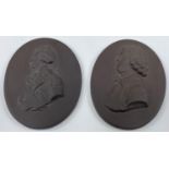 An oval cameo depicting bust of Lord Horatio Nelson, and another of Josiah Wedgwood, ht. 8.5cm