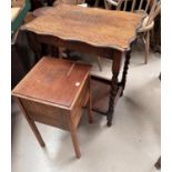 A 1930's oak barley twist occasional table with rectangular top; an oak workbox/occasional table
