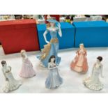 A Royal Worcester figure:  Tea at the Ritz, High Society; 5 Coalport exclusive collectors figures