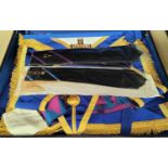 An attaché case with masonic regalia; ties; books; etc.